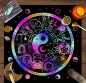 Preview: Alternativtext für Bilder: Tarot Decke Ying und Yang mit 12 Sternzeichen 75cm – Spirituelle Tarot-Unterlage von Manoja-Esoterik